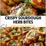 Golden sourdough savory herb pancake bites served on a wooden plate with fresh herbs and protein-rich toppings.